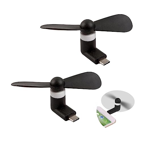 Sokelinn-six Type C Phone Fan Mini USB C Cooling Hand Fans Portable Summer Cooler for ipad Type C Plug Devices-2 Pieces (Black)