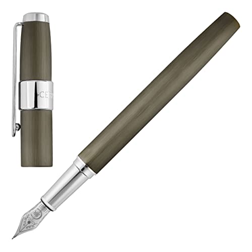 Cerruti 1881 Pluma estilográfica, bloque cepillado, instrumento de escritura para hombres y mujeres, elegante caja de regalo