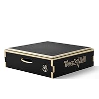Yes4All RZ4E 3 in 1 Plyo Box aus Holz mit rutschfester Oberfläche, 20,3 cm H, Plyometric Box Plattform für Sprungtraining, Jump Boxes für Home Gym Übung und Outdoor Workout, Schwarz