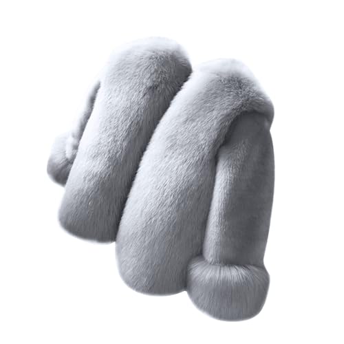 Image of Girls Faux Fur Jacket Kids Winter Dress Coat Toddler Fuzzy Fleece Jacket Elegant Princess Coat (Grey, 11-12 Years)