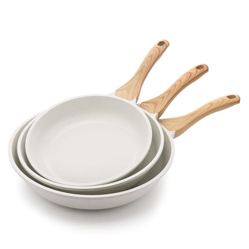 SENSARTE White Ceramic Frying Pans