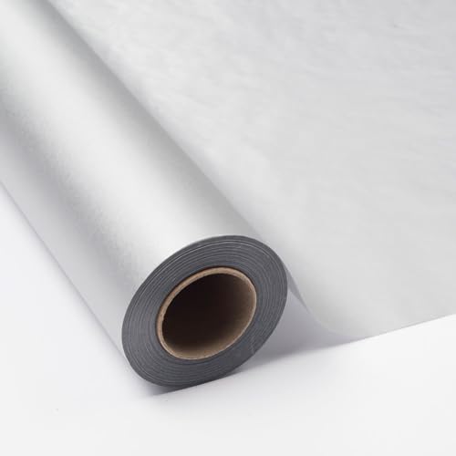 PAKOT – Papel Seda Color Plata de 18 g/m² – Bobina 70 cm x 100 m – Ideal para Envolver Regalos, Tiendas, Manualidades y Decoración Creativa