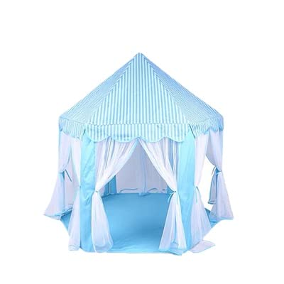 キッズテント 子供テント お姫様お城 折り畳み式 キッズプレイハウス プリンセステント 秘密基地 遊び小屋 室内遊具 出産祝い 子供の日 お誕生日 プレゼントに最適 室内用 裏庭用 公園用 (ブルー)