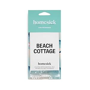 Homesick Premium Scented Car Air Freshener, Beach Cottage – Scents of Bergamot, Sandalwood, 1 Air Freshener, Essential Oil Ingredients, Relaxing Aromatherapy Air Freshener