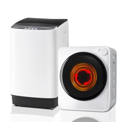 DOGHLY Portable Washer and Dryer Combo Set, 17 Lbs Full-Automatic Washing Machine and 1.8 Cu.Ft Portable Clothes Dryer, Compact Washer and Dryer with Stainless Steel Inner Tub, for Apt, Dorm, Home