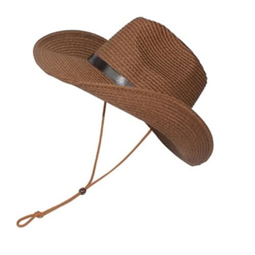 FOMIYES Men Wide Brim Sun Hat Foldable Straw Hat Lightweight Breathable for Outdoor Activities Coffee