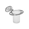 CERA Icon Tumbler Holder Glass for Bathroom Essentials | Toothbrush & Toothpaste Stand | Washroom Accessories | Chrome Plating | Wall Mount | Stainless Steel | F5014117CH