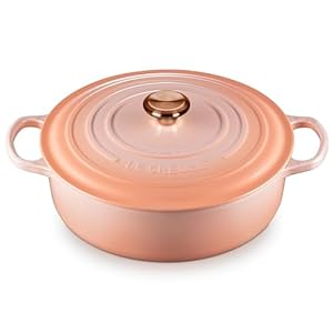 Le Creuset Signature 6.75-quart Round Wide Oven with Copper Knob – Enameled Cast Iron (Peche)