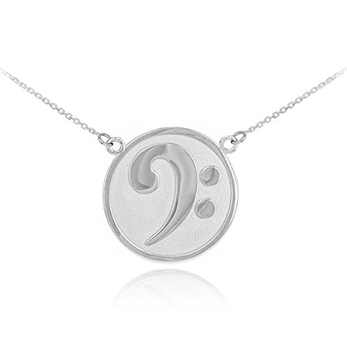 925 Sterling Silver Music Note Charm Bass Clef Pendant Necklace