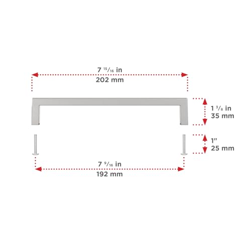 Image of Richelieu Lambton 7 9 /16-inch (192 mm) Brushed Nickel Cabinet Pull Handle