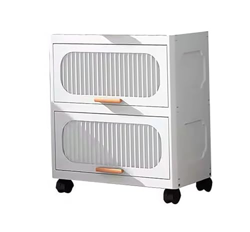 House of Quirk Stackable Collapsible Storage Boxes with Wheels and Doors – Versatile Plastic Containers for Home Organiz...
