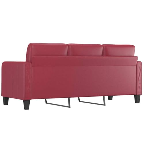 Willood 3-Sitzer-Sofa Couch für Wohnzimmer, Polstersofa mit Metallgestell, Loungesofa Zweisitzer Wohnzimmersofa Wohnzimmermöbel Weinrot 180 cm Kunstleder – Bild 7