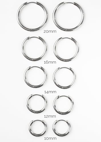 316L Stainless Steel 2.5mm Thick Round Hinged Hoop Earrings, Sold as a Pair2