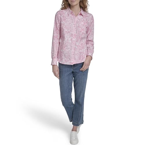 Image of Nautica Women's Button Front Long Sleeve Roll Tab Shirt