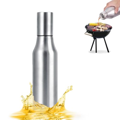 Loimol Botella De Aceite De Acero Inoxidable, 1000 Ml Aceitera Antigoteo, Olla De Aceite De Acero Inoxidable Con Boquilla De Aceite Extendida Herramientas De Cocina Para Cocina Y Parrilla