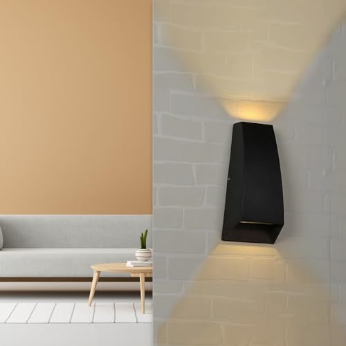 Image of GIGAWATTS 9W Pyramid Wall Light 2 Way BIS Approved 110LM COB LED Exterior Indoor Mount Fixture Up Down Sconce Lamp for Home Yard Staircase Living Room Bedroom Decor (1Pc, Warm White)