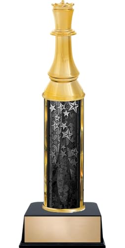 Customizable 10.5" Chess Queen Black Star Trophy Award, Engrave Now