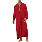 RTTUIOP Thobe for Men Long Sleeve Kaftan Muslim Men Clothing Islamic Saudi Arab Caftans Ethnic Middle East Kurta Prayer Ramadan Robes Dubai Thobe Abaya Dress Clergy Robes Nightgown