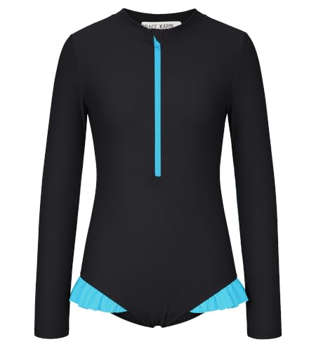 Image of GRACE KARIN Girls One Piece Swimsuits Long Sleeve Bathing Suits Swimwear 5-14Y