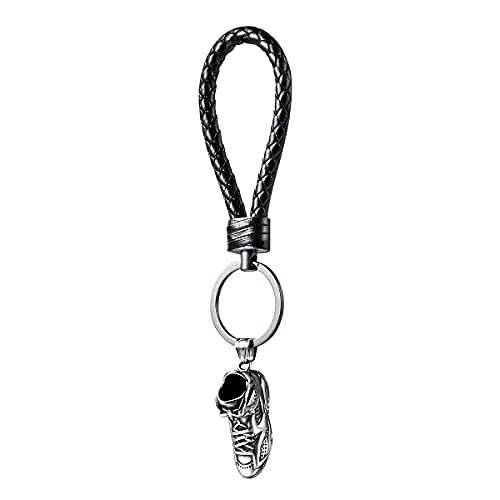 Sneaker key chain, leather braided rope key ring and a mini 3D titanium steel AJ1 basketball shoe key chain, full of personality, a good accessory for basketball fans Sneaker key chain, leather braided rope key ring and a mini 3D titanium steel AJ1 basketball shoe key chain, full of personality, a good accessory for basketball fans