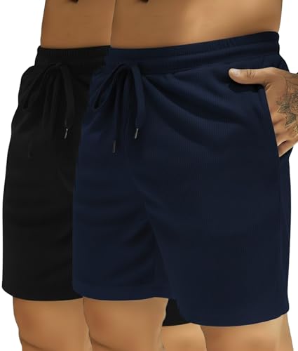 Image of INKKR Men's Premium Polyester Casual Ribbed Shorts ||Loose Fit with 2 Pocket Shorts