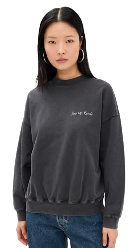 ANINE BING Women's Jaci Sweatshirt Lyrics, Washed Black, M