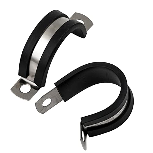 Xffcsec 22 Pcs 304 Stainless Steel Cable Clamp,Rubber Cushioned Insulated Clamp,Pipe Clamp,For Pipe And Wires Fixed Installation. (1-1/8(28Mm)) #TOP4