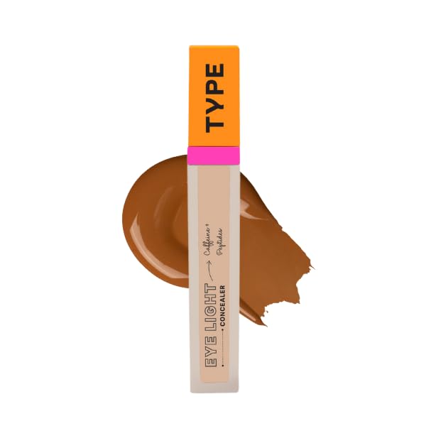 TYPE BEAUTY INC. Eye Light Waterproof Concealer for Face Makeup with Caffeine & Peptides | Reduces Dark Circles, Puffiness & Spots | Crease-Free & Long-Lasting | For Women & Men - Caramel (40) | 8ML