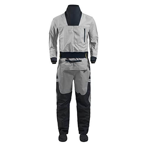 Dry Suits for Men in Cold Water, Paddling,Kayaking,Waterproof (Gray, M) - Thumbnail 2