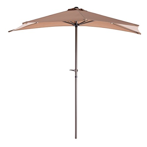 LOLAhome - Parasol de Pared de 250x125 cm, Marrón Topo, mástil Ø38mm de Aluminio Marrón, con Antiviento y Manivela, Elegante y Duradero, Tratamiento Anti-corrosión, para Exterior, Jardín, Terraza