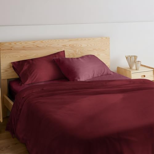 NARCISO Parure de Lit 2 Personnes en Microfibre Bicolore, Ensemble Drap Complet, Ensemble Composé de 1 Drap Housse 170x190+25 cm, 1 Drap Plat 230x270, 2 Taie...