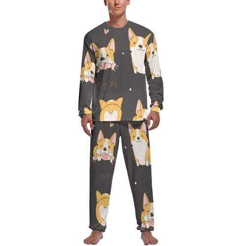 Pyjama Homme Motif Corgi : Solution Confort Anti-Froid pour la Nuit