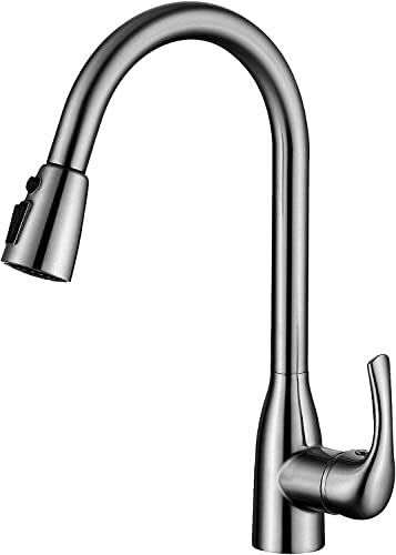 Grifo de cocina de acero inoxidable con pulverizador extraíble y un solo mango giratorio de 360° para modos de agua duales
