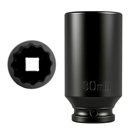 CXCCOI 30mm Socket 1/2 Drive High Torque 30mm 12 Point Axle Nut Socket for Hub/Bearing & Axle Shaft Nut Removal Heavy-Duty Impact Sockets by 1/2 Impact Wrench Ratchet for Most Vehicles