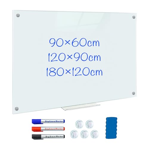 maxtek Whiteboard Glas Groß, 180 x 120 cm Rahmenlos Gehärtetem...