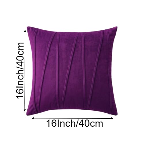 Image of Amazon Brand - Umi Decorative Striped Throw Pillow Covers 16 X 16 Inch,Soft Solid Velvet Pillow Covers Cushion Case with Zigzag Pattern for Sofa Bedroom 40 X 40 Cm (Pack of 2) Purple