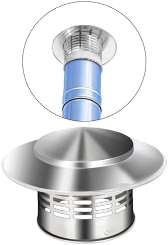 304 Stainless Steel Chimney Cowl Ducting Ventilation Cap Rain Hat Hood Outdoor Air Vent Cowl Cap Range Hood Exhaust Pipe Chimney Rain Cap(25cm/9.75in)