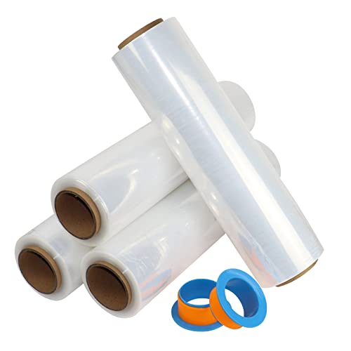 BOMEI PACK Clear Stretch Wrap Roll with Plastic Handle 18" x 1000 Feet 80 Gauge 4 Pack, Shrink Wrap Heavy Duty, Self-Adhering Plastic Wrap for Shipping, Moving by BOMEI PACK - Image 5