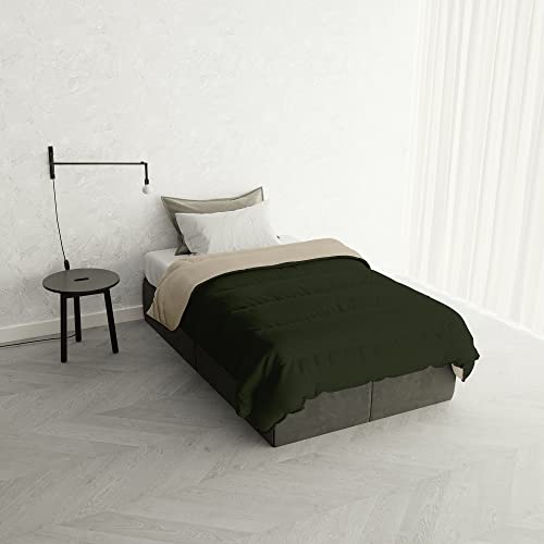 Piumone Invernale Letto Piazza e Mezza 200x200 Doubleface Piumino imbottito 200 gr Made in Italy Esterno verde microfibra
