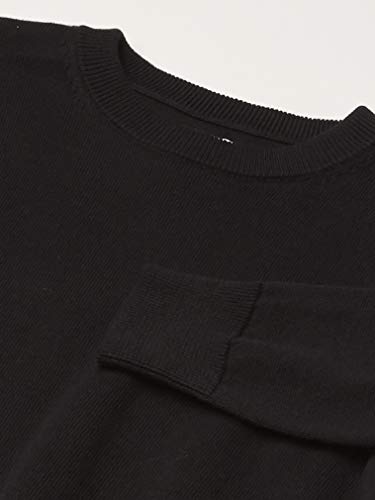 Amazon Essentials Jungen Einheitlicher Pullover aus Baumwolle mit Rundhalsausschnitt, Schwarz, 10 Jahre