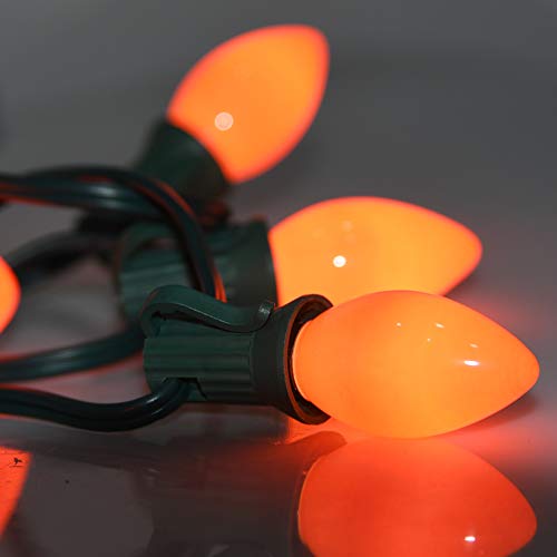 Goothy 25 Pack C7 Halloween Replacement Light Bulbs, Orange Ceramic Christmas Lights For Halloween Outdoor Patio Indoor Xmas String Lights, C7/E12 Candelabra Base, 5 Watt, Orange #TOP4