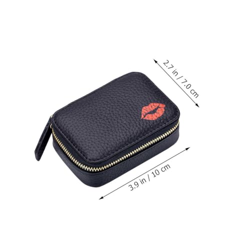 Kichvoe Leather Lipstick Case Cute Lipstick Holder Mini Leather Makeup Bag Portable Cosmetic Storage Bag Travel Toiletry Bag Organizer with Mirror-3.9 * 2.7Inch Random Color2