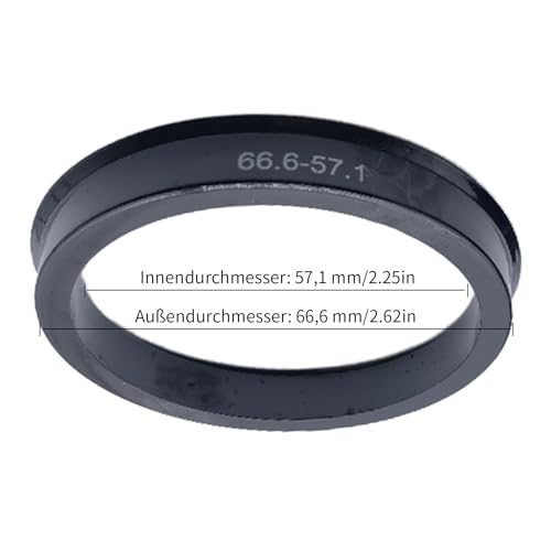 HAFRILY 4X 66.6mm Auf 57.1mm Zentrierringe Radnaben-Zentrierringe Kompatibel mit VW, Mercedes-Benz und Audi Kunststoff Schwarz