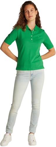 Tommy Hilfiger Damen Poloshirt Kurzarm Regular Fit, Grün (Radiant Green), XXS 6