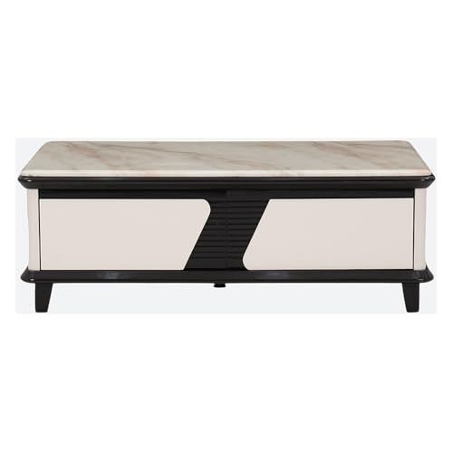 Image of Royaloak Rome Italian Marble Center Table l Italian Art Marble l HDF with High Gloss Reflective Finish l Tapered Design Legs l Italian Collection l Marble Centre Table for Living Room
