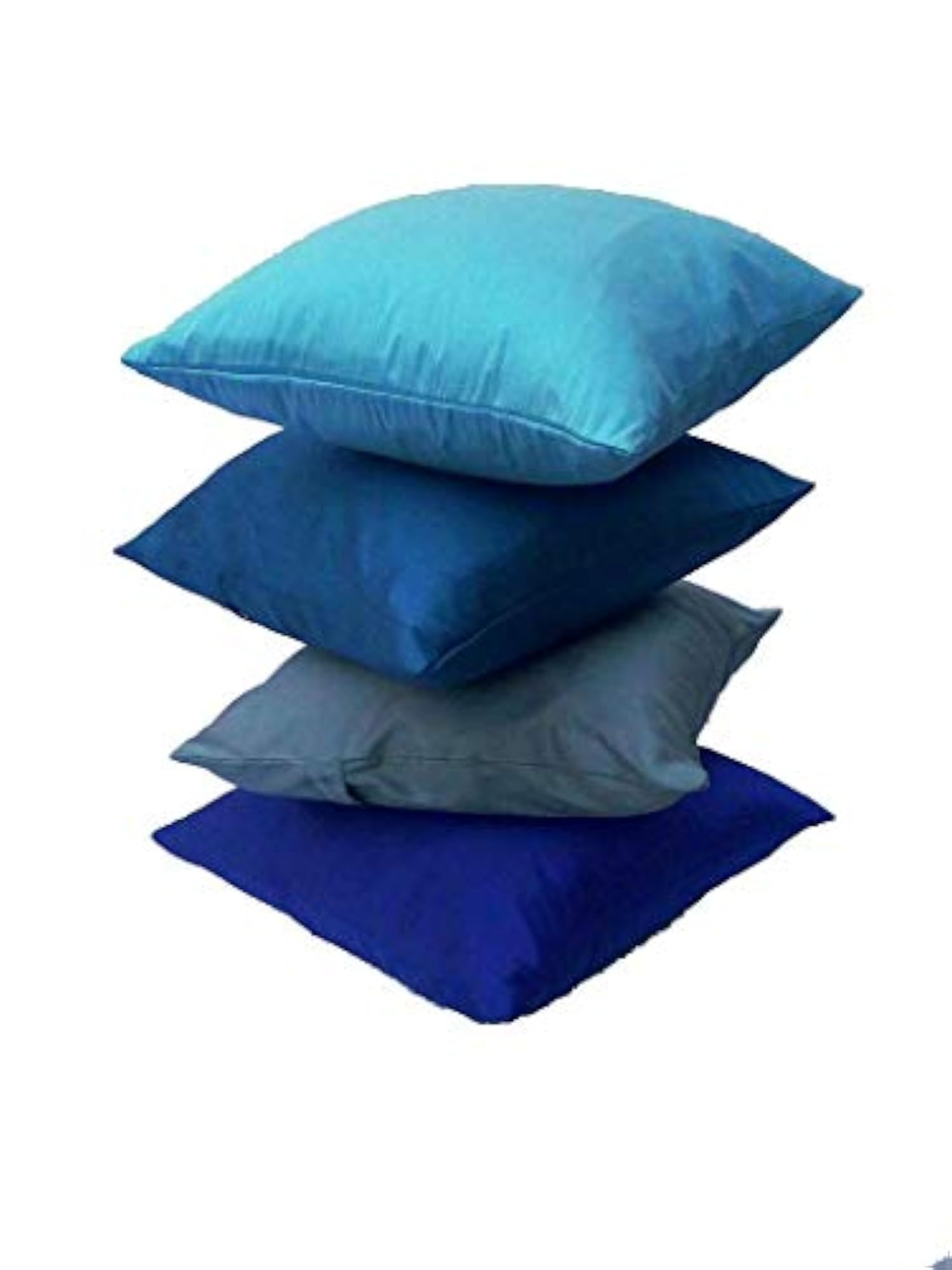 Go Blue Art Silk Solid Cushion Covers Pack of 4