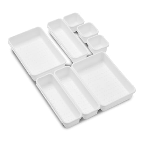 madesmart Antimicrobial 8-Piece Interlocking Bin Pack Customizable Multi-Purpose Drawer, One Home Organization, EPA Certified, White thumbnail 3