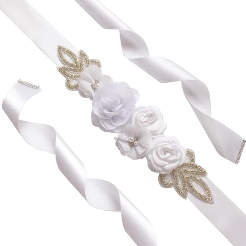 Bridal Wedding Belt with Rose Flower Bridesmaid Sash Evening Gown Belt for Banquets