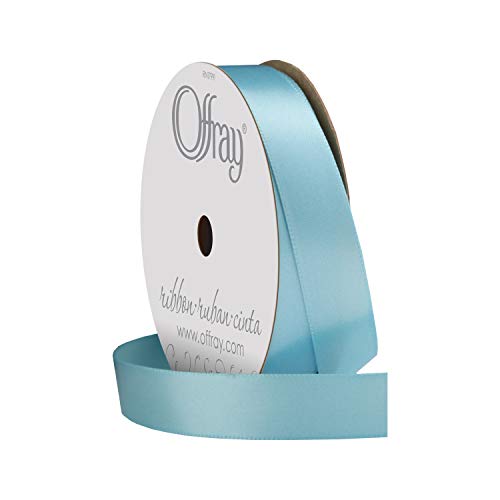 Image of Berwick Offray 360149 5 /8 inch Wide Single Face Satin Ribbon, Ocean Blue, 6 Yds