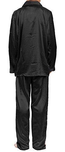 Leisureland Men's Satin Pajama Set, Long Sleeve Silky Pajamas2